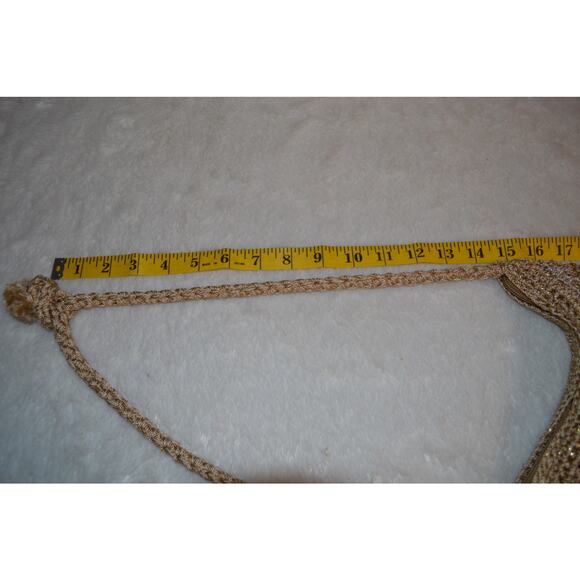 Staw Studios Crochet Cream Tan and Gold Hobo Shoulder Bag Boho - Picture 4 of 6